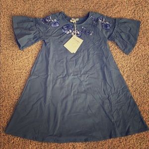 Cute Blue Dress with Floral Design